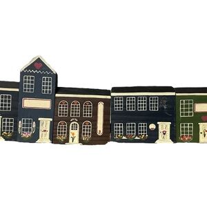 Vintage Wood Block Hand Painted Village 90's